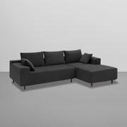 Casaliving Crystal 4 Seater RHS L Shape Sofa Set for Living Room (Black Fabric) Premium Fabric Sofa
