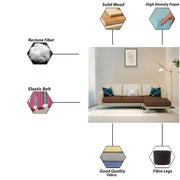 Falco RHS 4 Seater L Shape Sofa Set for Living Room (Cream Brown Fabric) Premium Fabric Sofa