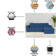Elvi RHS 6 Seater L Shape Sofa Set for Living Room (Blue Fabric) Premium Fabric Sofa