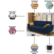 Leadown 3 Seater Sofa for Living Room (Blue) Premium Fabric Sofa