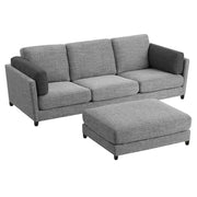 Nairo 4 Seater Interchangeable L Shape Sofa with Ottoman for Living Room (Grey Fabric)