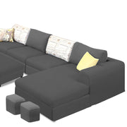 Badger RHS 8 Seater L Shape Sofa Set with Center Table for Living Room (Grey Fabric) Premium Fabric Sofa