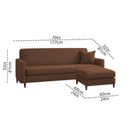 Valkyrie 4 Seater L Shape Convertible Sofa Set for Living Room, 3 Seater & Ottoman Modular Sectional Couch for Small Space (Brown Colour) Fabric