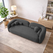 Getto Curved 3 Seater Cloud Sofa, Premium Design Upholstered 3 Seater Sofa Set for Living Room, (Black Colour) Premium Boucle Fabric Sofa