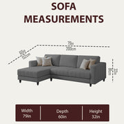 Oslo 4 Seater LHS L Shape Sofa Set for Living Room (Dark Grey Fabric) Premium Fabric Sofa Set for Living Room