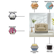 Sinclair 1 Seater Sofa Set for Living Room (Cream Colour) Premium Fabric Sofa