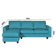 Danver LHS 4 Seater L Shape Sofa Set for Living Room (Turquise Fabric) Premium Fabric Sofa