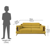 Falconar 3 Seater Sofa Set for Living Room (Yellow Fabric) Premium Fabric Sofa
