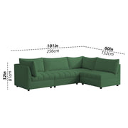 Lenser L Shaped Sofa Set for Living Room (Green Fabric) Premium Fabric Sofa Set