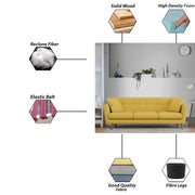 Letty 3 Seater Sofa Set for Living Room (Yellow Colour) Premium Fabric Sofa