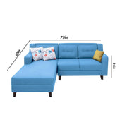 Lifestyle 4 Seater LHS L Shape Sofa Set for Living Room - (Turquise Fabric) Premium Fabric Sofa Set