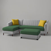 Neyami LHS 4 Seater with Ottoman L Shape Sofa Set for Living Room (Green Grey) Premium Fabric Sofa Set