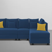 Inclair RHS 6 Seater L Shape Sofa Set for Living Room (Blue Fabric) Premium Fabric Sofa