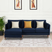 Croosen LHS 4 Seater L Shape Sofa Set for Living Room (Blue Colour) Premium Velvet Fabric