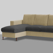 Charmi LHS 6 Seater L Shape Sofa Set for Living Room (Cream Black Fabric) Premium Fabric Sofa