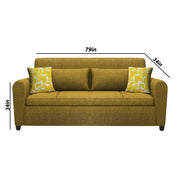 Garnet 3 Seater Sofa Set for Living Room (Yellow) Premium Fabric