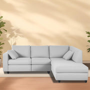 Dorian RHS 4 Seater L Shape Sofa Set for Living Room (Grey Fabric) Premium Fabric Sofa
