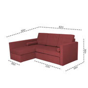 Megan LHS 4 Seater L Shaped Sofa Cum Bed for Living Room (Maroon Fabric) Premium Fabric Sofa