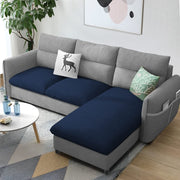 Andon 4 Seater L Shape Sofa Set for Living Room (Blue Grey Fabric) Right Side Sofa