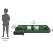 Falco LHS 6 Seater L Shape Sofa Set for Living Room (Green Fabric) Premium Fabric Sofa