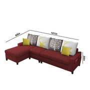 Afie RHS 6 Seater L Shape Sofa Set for Living Room (Black Grey Fabric) Premium Fabric Sofa