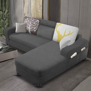 Amanda RHS 4 Seater L Shape,Sofa Set for Living Room (Black Fabric)