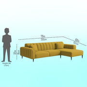 Damian RHS 4 Seater L Shape Sofa Set for Living Room (Yellow Colour Fabric) Premium Fabric Sofa Set for Living Room