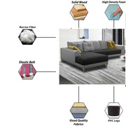 Viva LHS 6 Seater L Shape Sofa Set for Living Room (Black Grey) Premium Fabric Sofa