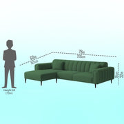 Damian LHS 4 Seater L Shape Sofa Set for Living Room (Green Colour Fabric) Premium Fabric Sofa Set for Living Room