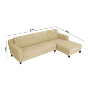 Fracher RHS 4 Seater L Shape Sofa Set for Living Room (Cream Fabric) Premium Fabric Sofa