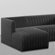 Rowan LHS 4 Seater L Shape Sofa Set for Living Room (Black Fabric) Premium Fabric Sofa