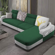 Amanda RHS 6 Seater L Shape,Sofa Set for Living Room (Green Grey Fabric)