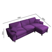 Martin 4 Seater RHS L Shape Sofa Set for Living Room (Purple Colour Fabric)