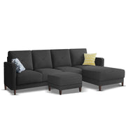 Swaloni RHS 6 Seater L Shape Sofa Set with Center Table for Living Room (Black) Premium Fabric Sofa