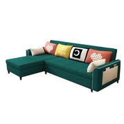 Denis 5 Seater L Shape Sofa Set for Living Room (Pine Fabric) Premium Fabric Sofa