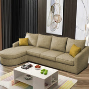 Shrank Round Lounger L Shape 6 Seater Sofa Set for Living Room (Cream) Fabric Sofa | LHS