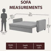 Clifton 3 Seater Sofa Cum Bed for Living Room (Grey Fabric) Premium Fabric Sofa