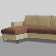 Charmi LHS 6 Seater L Shape Sofa Set for Living Room (Cream Brown Fabric) Premium Fabric Sofa