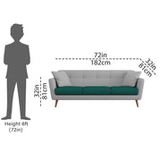 Letty 3 Seater Sofa Set for Living Room (Pine Grey Colour) Premium Fabric Sofa