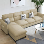 Andon 6 Seater L Shape Sofa Set for Living Room (Black Grey Fabric) Left Side Sofa