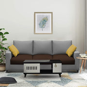 Rihan 3 Seater Sofa Set Living Room (Brown Grey Fabric)