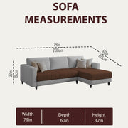 Oslo 4 Seater RHS L Shape Sofa Set for Living Room (Brown Grey Fabric) Premium Fabric Sofa Set for Living Room