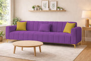 Velour Modern Velvet Sofa, Tufted Design Upholstered 3 Seater Sofa Set for Living Room, (Black Colour) Premium Velvet Fabric Sofa