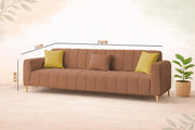 Velour Modern Velvet Sofa, Tufted Design Upholstered 3 Seater Sofa Set for Living Room, (Black Colour) Premium Velvet Fabric Sofa