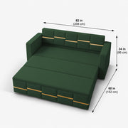 Casaliving Mordo 3 Seater Sofa Cum Bed for Living Room (Black Fabric) Premium Fabric Sofa Set