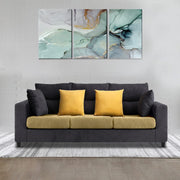 Hazer 3 Seater L Shape Sofa Set for Living Room (Black Cream Fabric) Left Side