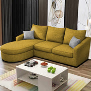 Shrank Round Lounger L Shape 4 Seater Sofa Set for Living Room (Yellow) Fabric Sofa | LHS
