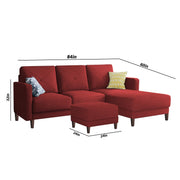Swaloni RHS 4 Seater L Shape Sofa Set with Center Table for Living Room (Maroon) Premium Fabric Sofa