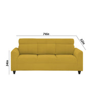 Marco 3 Seater Sofa Set for Living Room (Yellow Colour) Premium Fabric Sofa