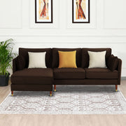 Croosen LHS 4 Seater L Shape Sofa Set for Living Room (Brown Colour) Premium Velvet Fabric